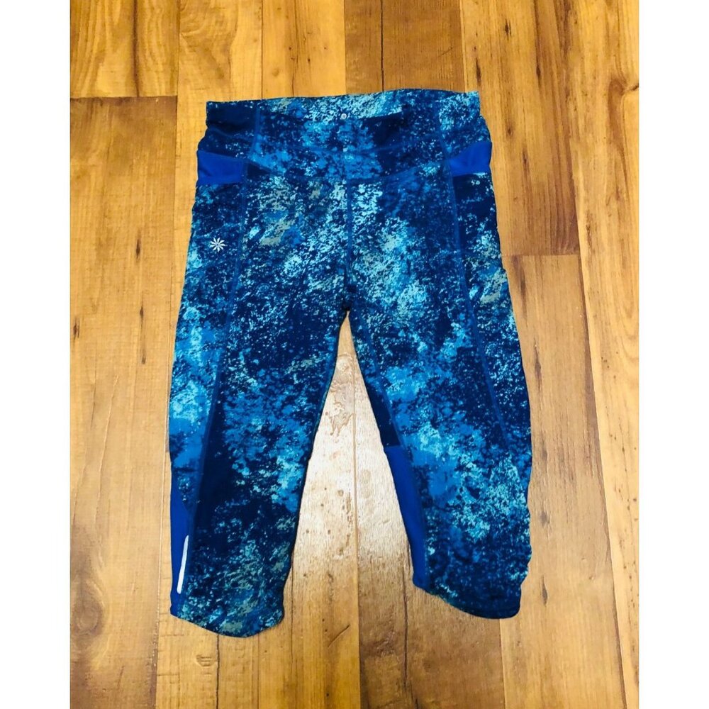Athleta Womens Blue Athletic Workout Leggings Yoga Pants crops Size S EUC ~ X